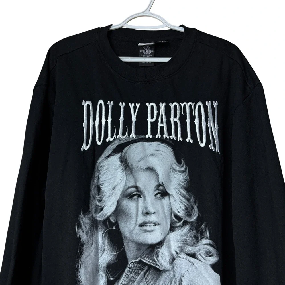 Dolly Parton Licensed Men's size Extra Large Black Crew Neck Sweater Country - Picture 6 of 7